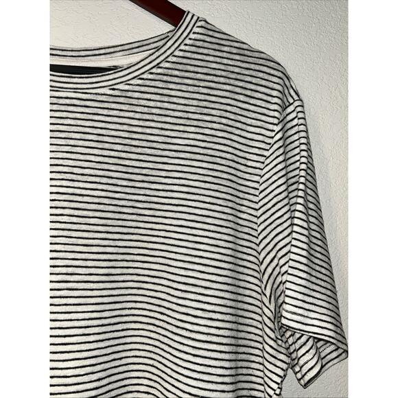 Linen Blend Tee Top Womens XXL Short Sleeve Boxy Striped Nautical Preppy Beach - Picture 3 of 10